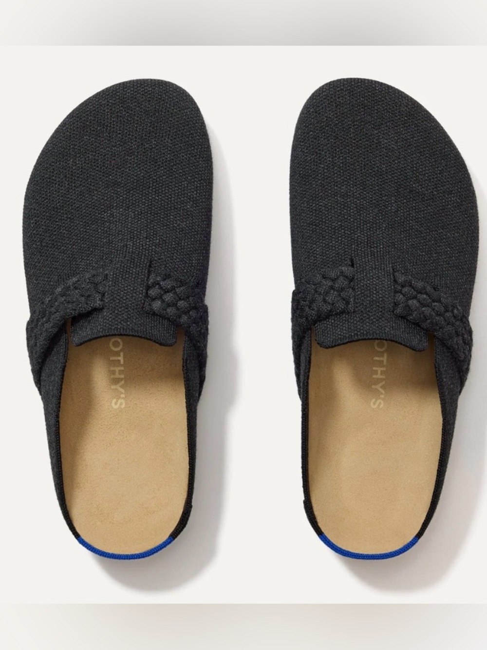 Rothy's Black Knit Braided-Detail Mules